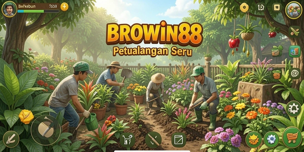 Screenshot BROWIN88 menampilkan suasana berkebun yang indah dan menenangkan.