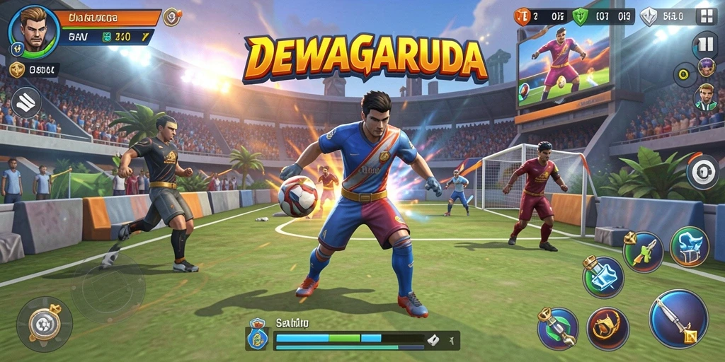 Tampilan gameplay seru dari DEWAGARUDA dengan aksi olahraga langsung.