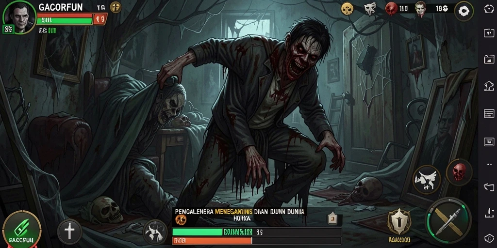 Screenshot gameplay GACORFUN menampilkan suasana mencekam yang mengganggu.