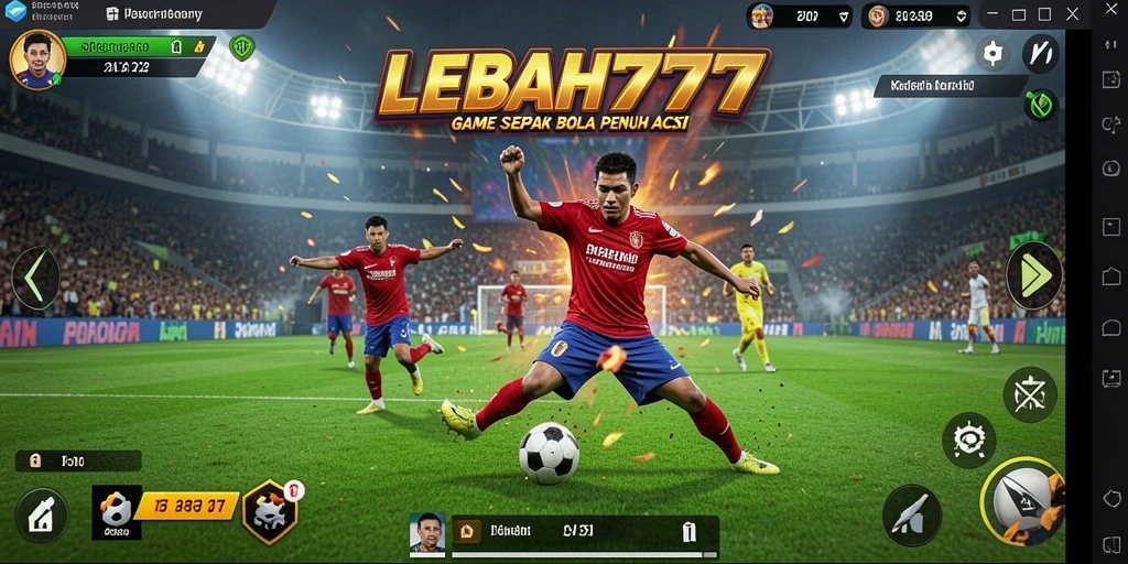 Screenshot dari gameplay LEBAH777 yang menampilkan aksi seru dalam sepak bola.