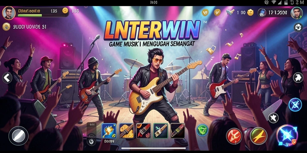 Screenshot LNTERWIN menampilkan gameplay seru yang melibatkan musik.