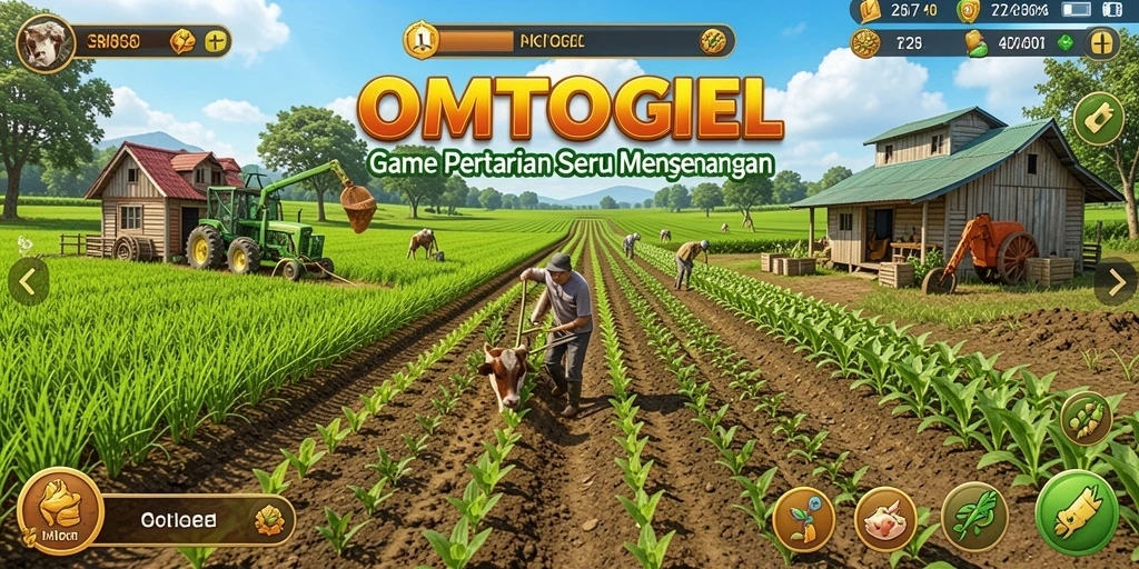 Screenshot gameplay OMTOGEL menunjukkan aktivitas berkebun yang menarik.